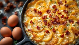 Cremiger Carbonara-Kartoffelauflauf: Hochgenuss aus Italien und Deutschland vereint