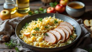 Kasseler mit Sauerkraut im Topf – saftig geschmort mit Apfel und Weißwein
