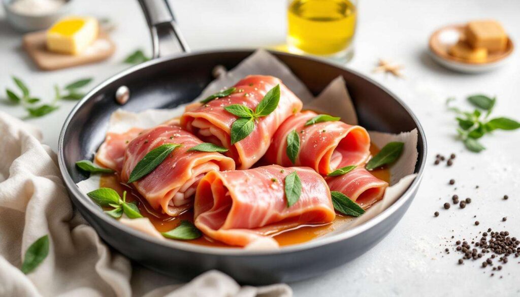 Saltimbocca-Röllchen aus der Pfanne – zartes Kalb mit Salbei und Parmaschinken