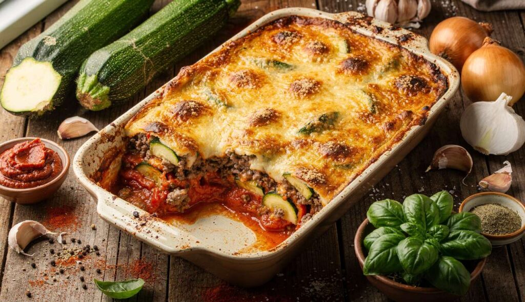 Hackfleischauflauf mit Zucchini und Mozzarella – unkompliziert aus dem Ofen