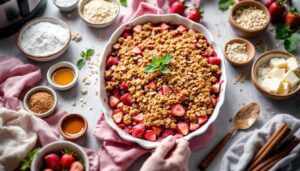Erdbeer-Rhabarber-Crumble aus dem Airfryer: Das erste Frühlingsdessert in 12 Minuten