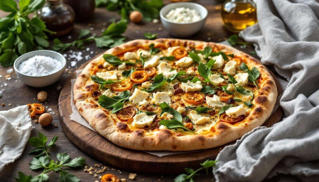 Flammkuchen mit Bärlauch und Ziegenkäse: Frühling auf dem Blech