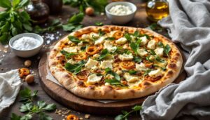Flammkuchen mit Bärlauch und Ziegenkäse: Frühling auf dem Blech