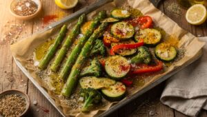Aromatisches Ofen-Rezept von den Ernährungs-Docs: Orientalisches Gemüse mit Spargel und Broccoliröschen